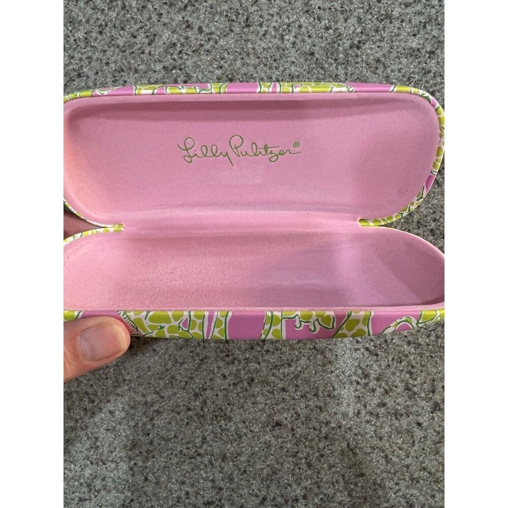 Lilly Pulitzer Hard Eyeglass Case Giraffing Me Crazy Pink Green Giraffe Print